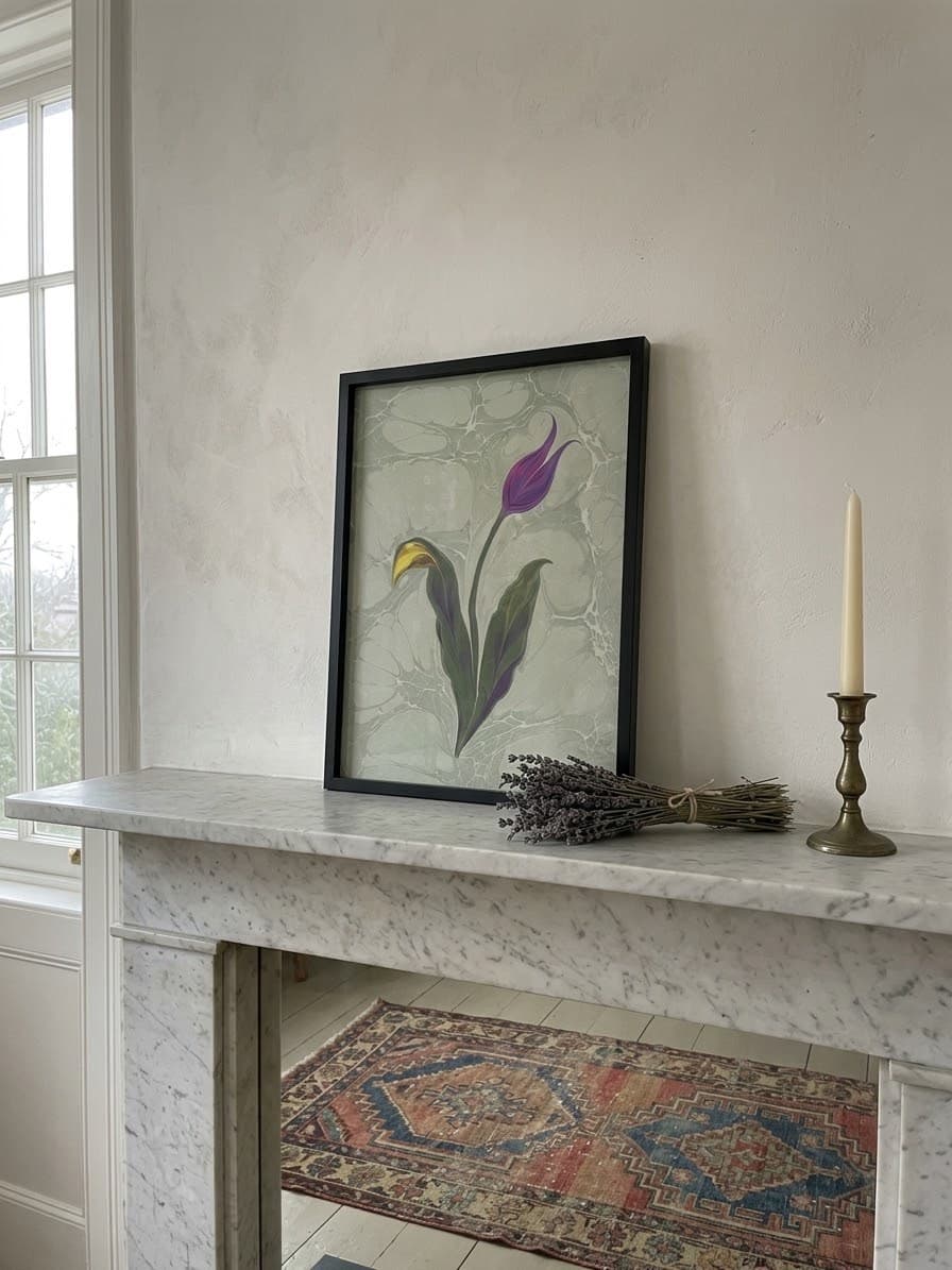 Gerahmt · Lale mit gelbem Blatt